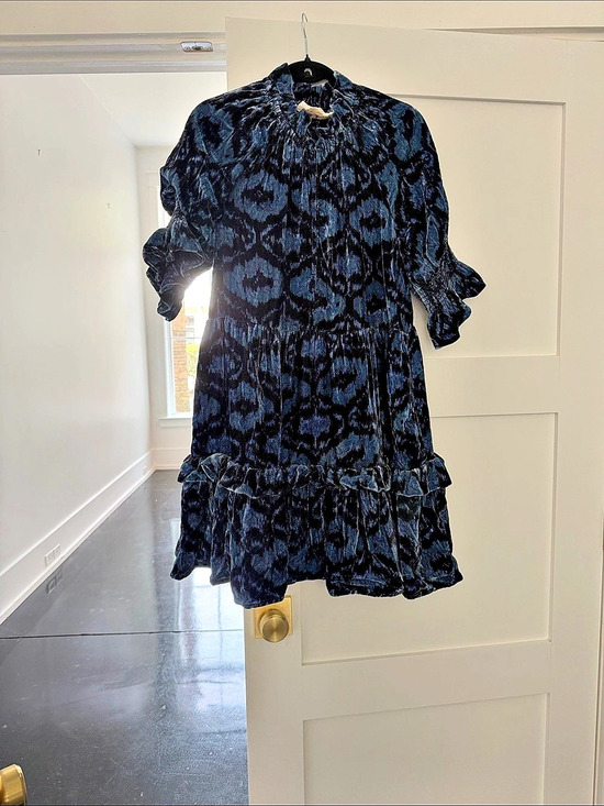 Figue Dresses & Skirts - Figue 65Velvet Animal Print Mini Dress in Black & Blue Like New